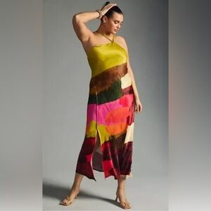 Anthropologie abstract print bias dress